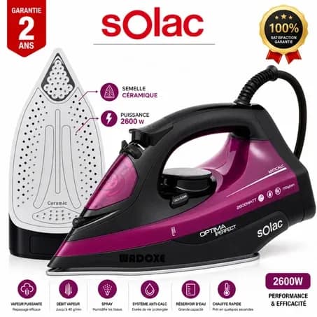 Fer à repasser vapeur 2600 W - vapeur rapide, résultats impeccables - SOLAC