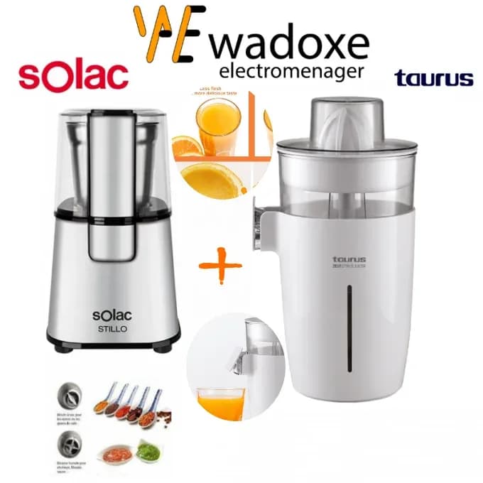 Pack : presse-agrumes + moulin à café et épices inox - WADOXE