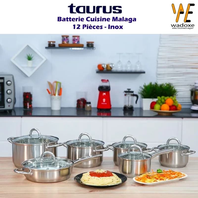 Batterie de cuisine inox 12 pièces - TAURUS