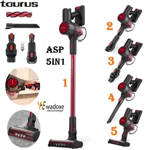 Aspirateur balai sans fil 4 en 1, filtre inox + batterie lithium - TAURUS