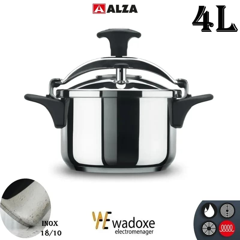 Cocotte-minute 4 L en inox 18/10, triple système de sécurité - ALZA