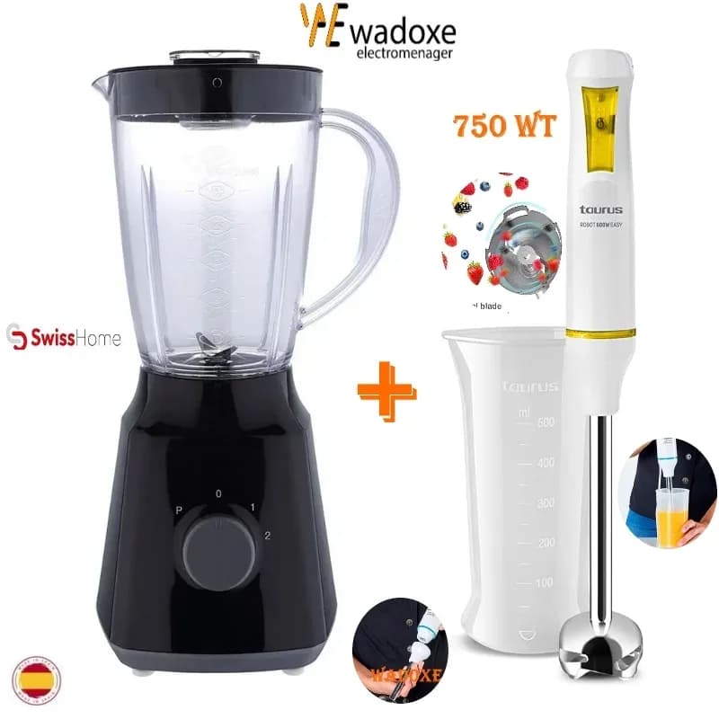 Mixeur plongeant 750 W + blender 1,5 L - WADOXE
