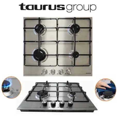 Plaque de cuisson gaz encastrable inox avec sécurité anti-fuite - TAURUS