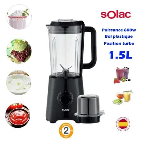 خلاط كهربائي قوي متعدد الوظائف أسود لمع - المقدم من شركة الاسبانية SOLAC