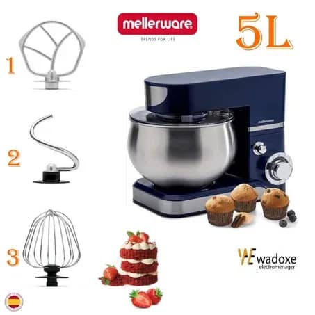 عجانة بقوة 1000 واط ووعاء بسعة 5 لتر - MELLERWARE