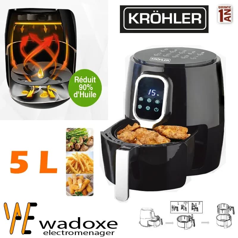 Friteuse à air sans huile 5 L, 5 programmes - KRÖHLER