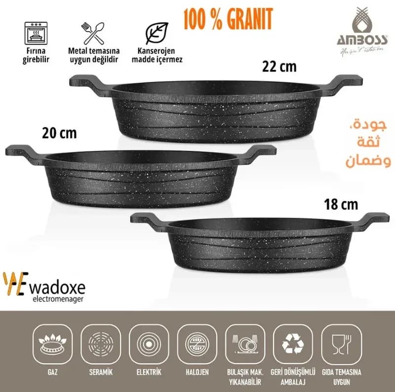 Set 3 poêles Astral en granit moulé - AMBOSS