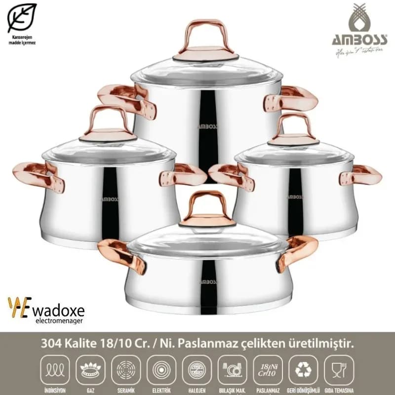 Batterie de cuisine Oregon 8 pièces inox - AMBOSS