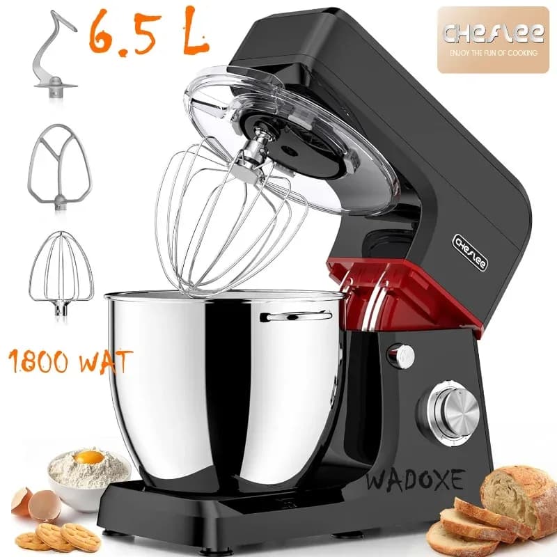 Pétrin noir élégant 6,5 L, 1800 W - CHeflee