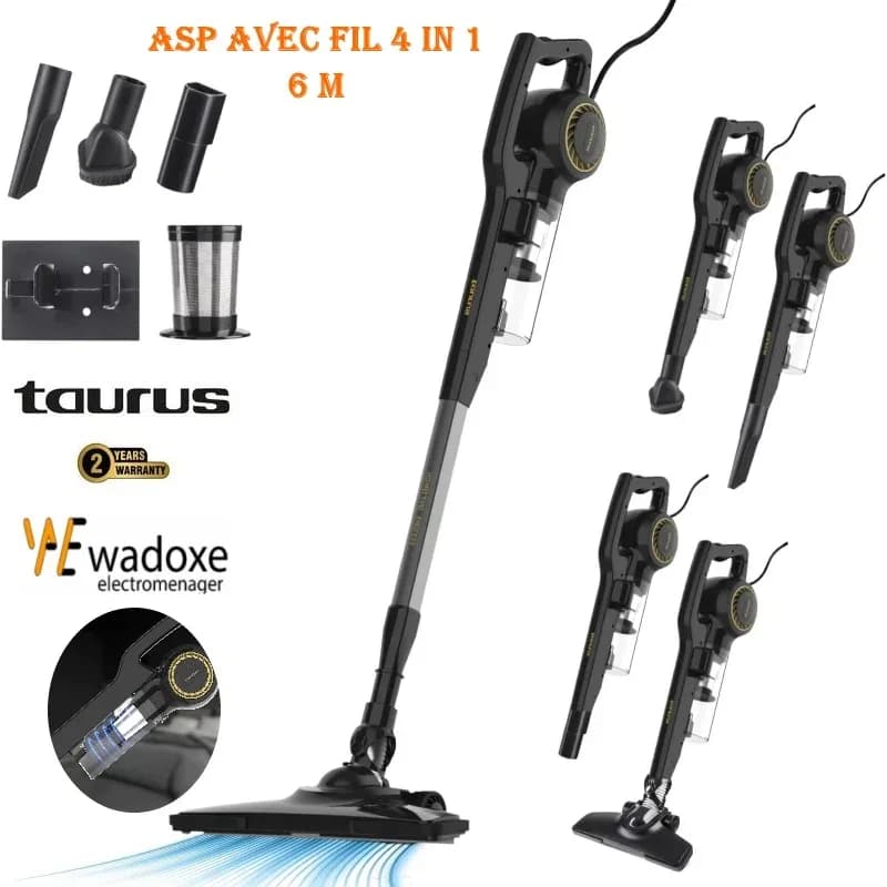 Aspirateur filaire 4 en 1 haute aspiration avec filtre HEPA - TAURUS