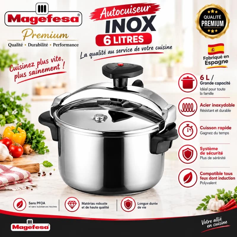 طنجرة الضغط Magefesa CLASSIQUE INOX STAR سعة 6 لترات