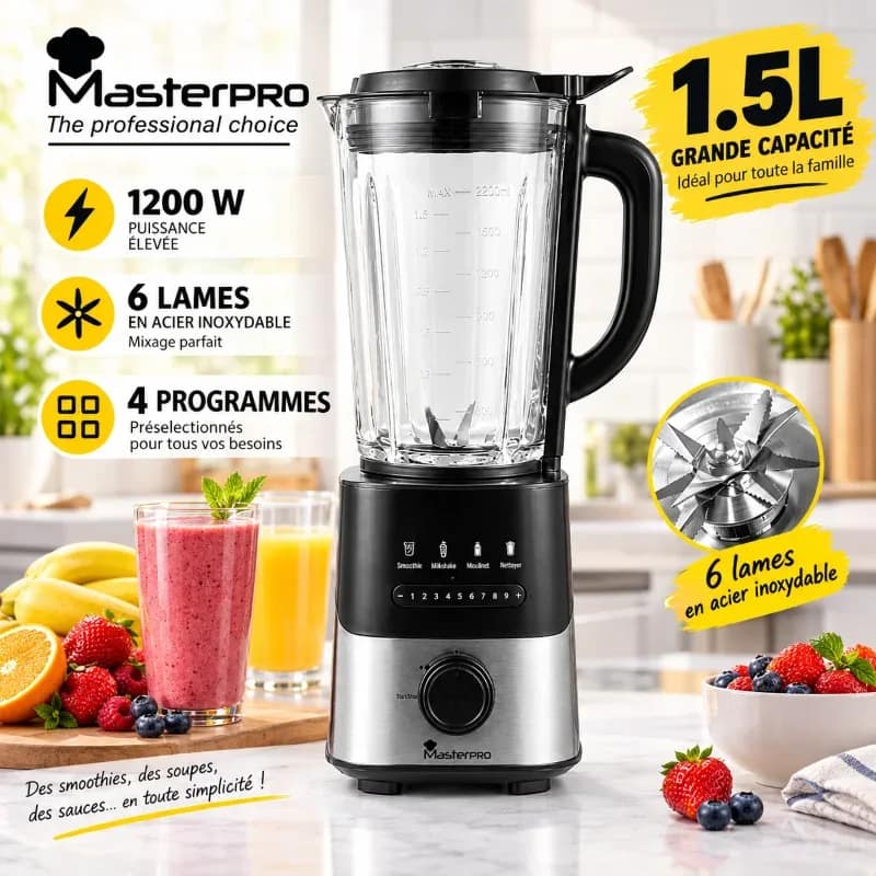 خلاط كهربائي TACTIL خاص بالمحترفين بقوة 1200 واط - MASTERPRO