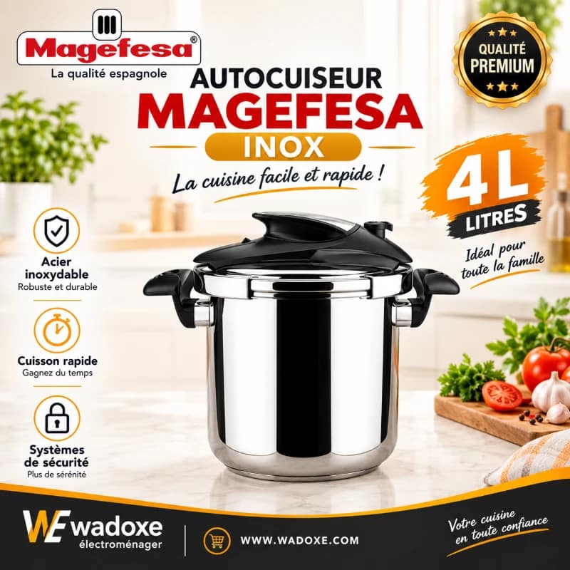 طنجرة الضغط Magefesa NOVA سعة 4 لتر – ستانلس ستيل 18/10